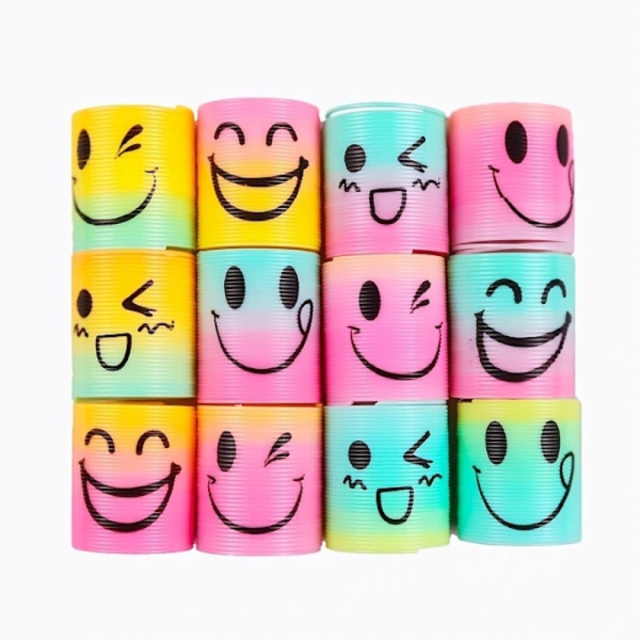Set 12 jucarii antistres mini, zambete, multicolor, 6cm