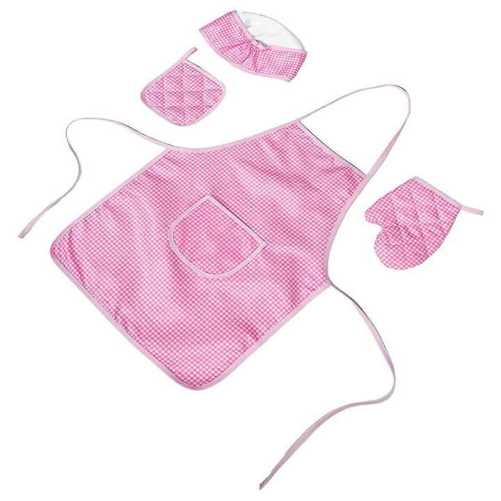 Set sort si sapca bucatar copii roz 48.5x37cm