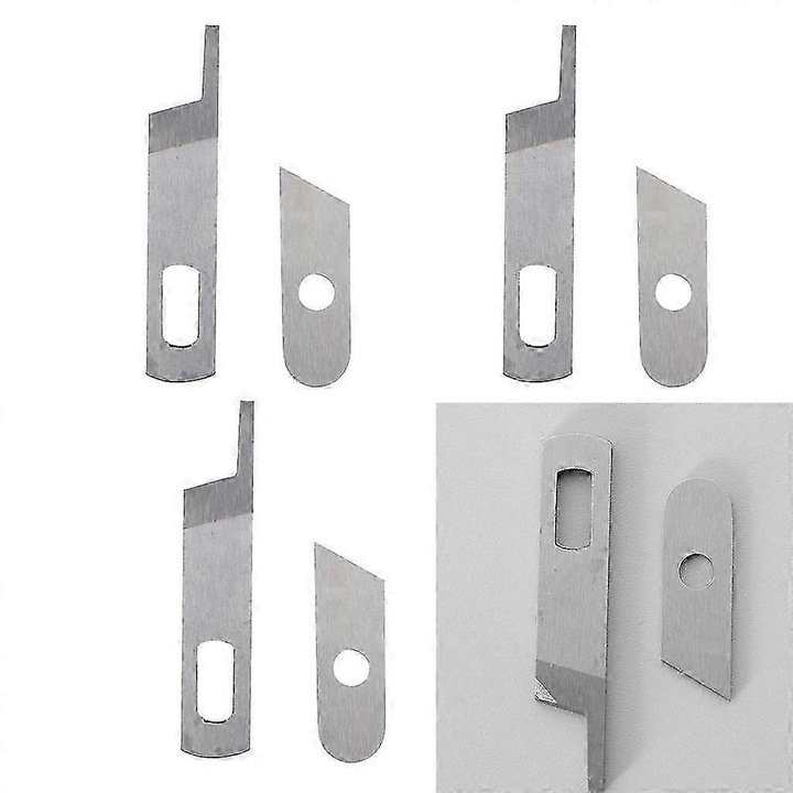 Set 8 piese lame superioare si inferioare pentru masina de cusut, otel inoxidabil, 25x8mm si 40x8mm