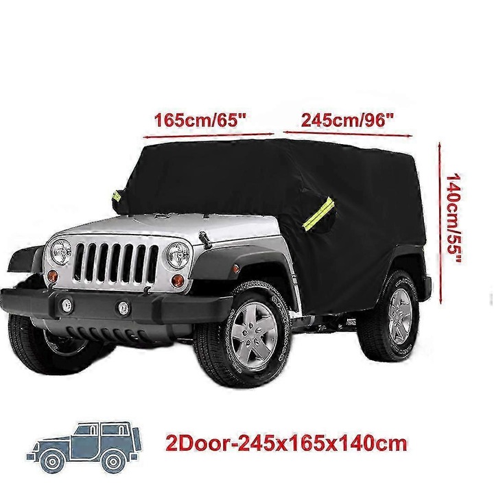 Husa auto pentru Jeep Wrangler JK JL Hardtop, negru, 245x165x140cm, set