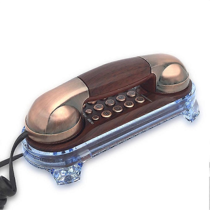 Telefon fix retro, design ergonomic, bronz rosiatic, 20x15x10cm