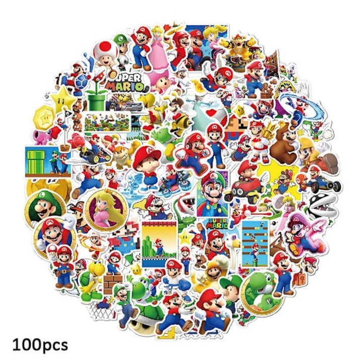 Set 100 stickere decorative Super Mario, vinil, multicolor, 3x3cm