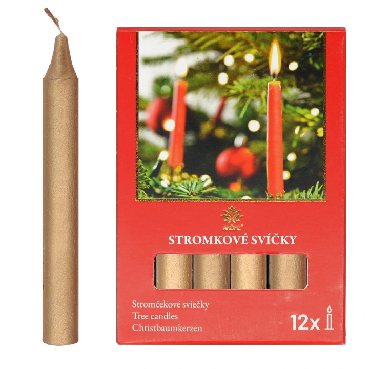 Комплект ароматизирани свещи 12 бр. златисти 1,2x10см
