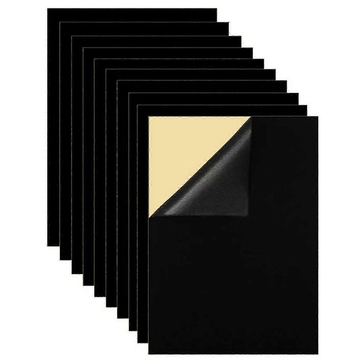 Комплект от 10 броя самозалепващ се черен филц 21x29.7cm, мек, мултифункционален