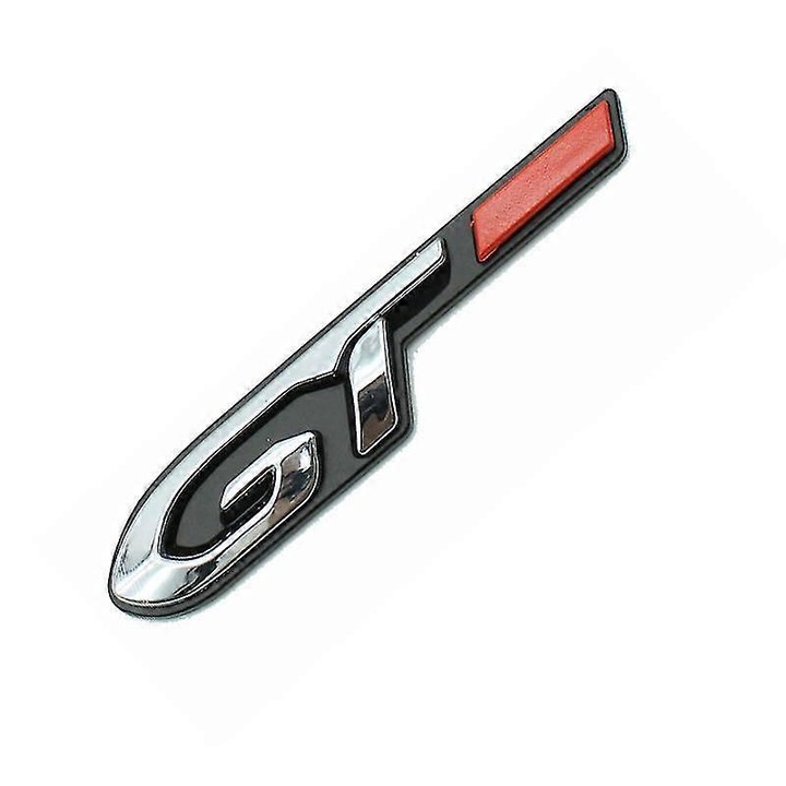 Sticker 3D metal logo GT pentru caroserie auto multicolor