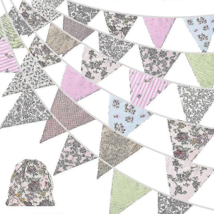 Ghirlanda textila multicolor 42 piese 12mx17.5x14cm bumbac