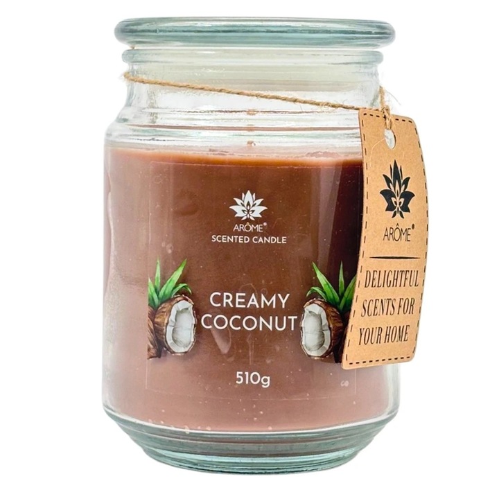 Lumanare AROME Creamy Coconut parafina 510g alba 510g