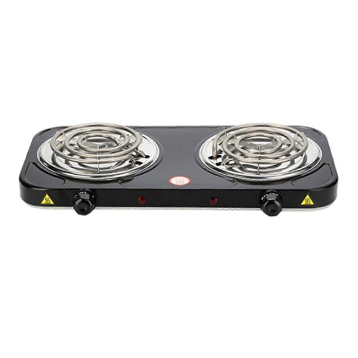 Plita electrica dubla, 2000W, negru, 43x23.5x7.5cm