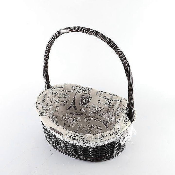 Cos picnic din rachita, natural, 30x20x32cm, cu fata de masa