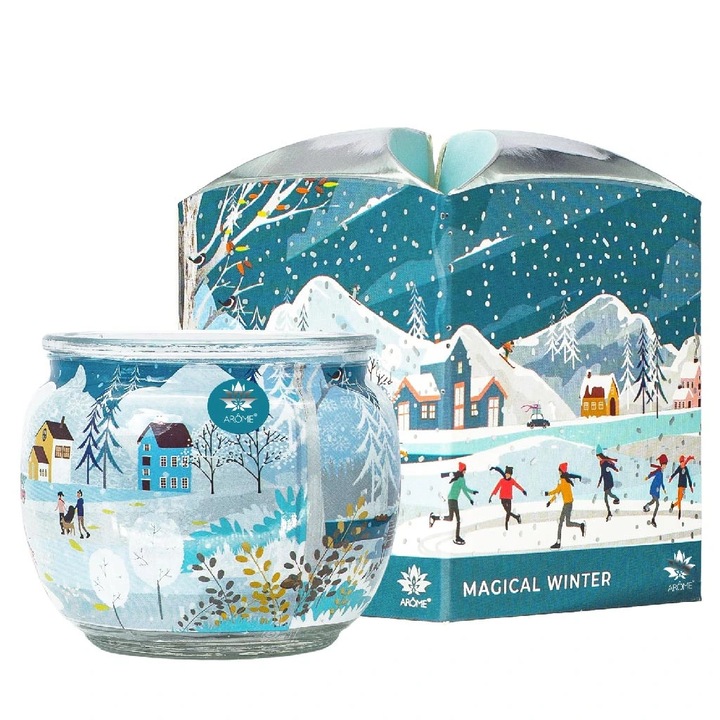 Ароматна свещ Magical Winter, дъб, 90гр, 22ч, бяла, елегантна