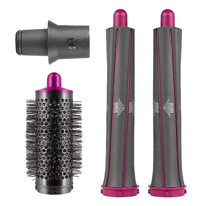 Set accesorii ondulator par, perie volumizatoare, adaptor uscator, plastic, multicolor