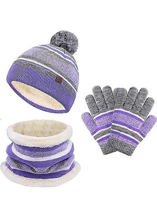 Set iarna copii caciula fular manusi tricotate multicolor 2-7 ani