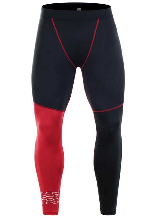 Pantaloni sport barbati, colanti de compresie, rosu, pentru alergare si antrenament, 1 BUC