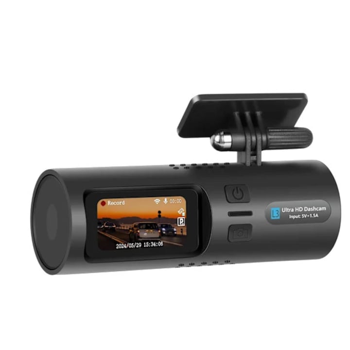 Camera auto 2K, unghi 150, ecran IPS 1.5", 30 fps, monitorizare parcare, inregistrare continua, negru