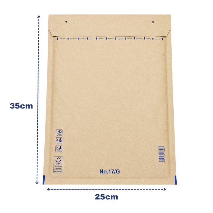 100 db légpárnás boríték készlet G17, prémium barna Kraft, 250×350+50 mm, öntapadós, ütésálló, futárszolgálathoz, Agopack