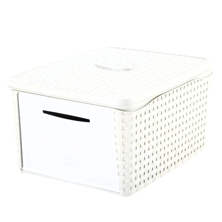Cutie modulara multifunctionala BAMA Infinity, alb, 40x50x25cm, 40L, stivuibila