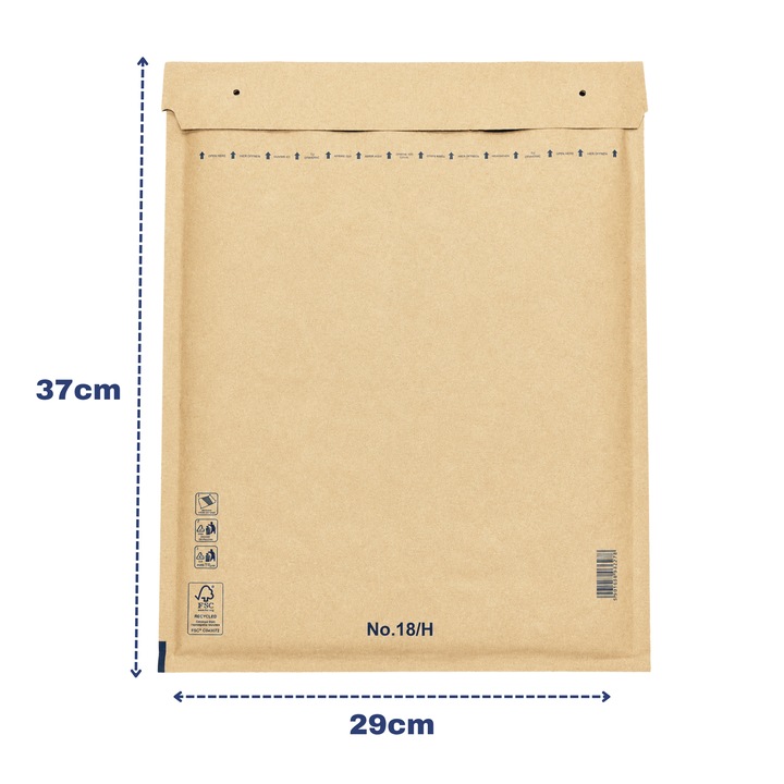100 db H18 légpárnás boríték készlet, prémium barna Kraft, 290×370+50 mm, öntapadós, ütésálló, futárszolgálathoz, Agopack