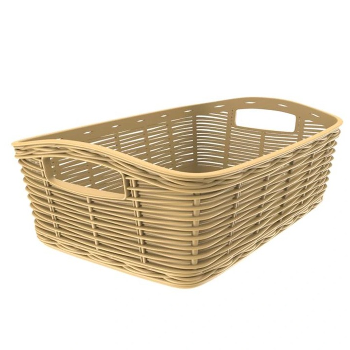 BAMA La Canestrina mini tárolókosár, műanyag rattan, barna, 20x14x7cm
