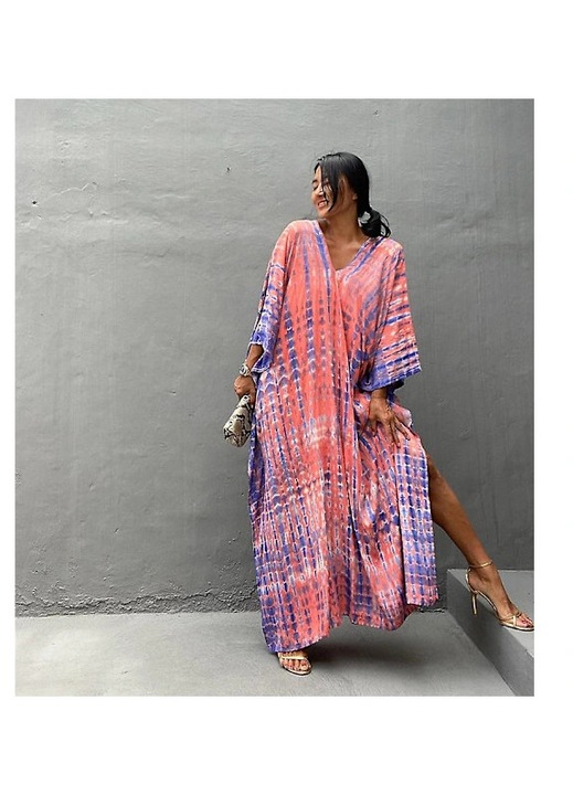 Rochie de plaja, OEM, brodata, transparenta, multicolor, 168x138cm