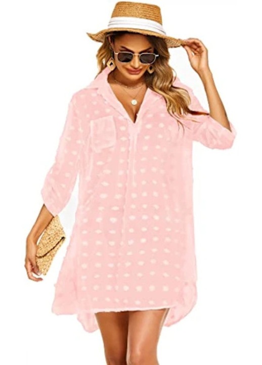 Bluza plaja femei, Pom Pom, transparenta, roz, S