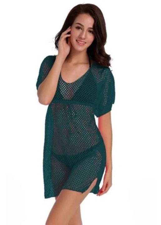 Tunica transparenta plaja, stretch, negru, S-2XL