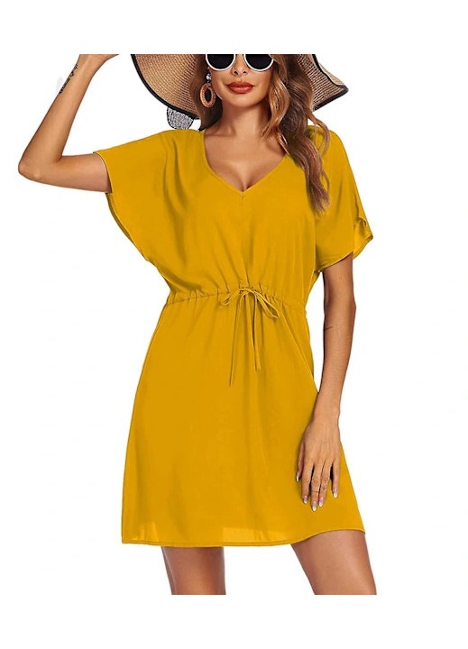 Rochie plaja scurta, tunica bikini, fara brand, usoara, alba, marime S