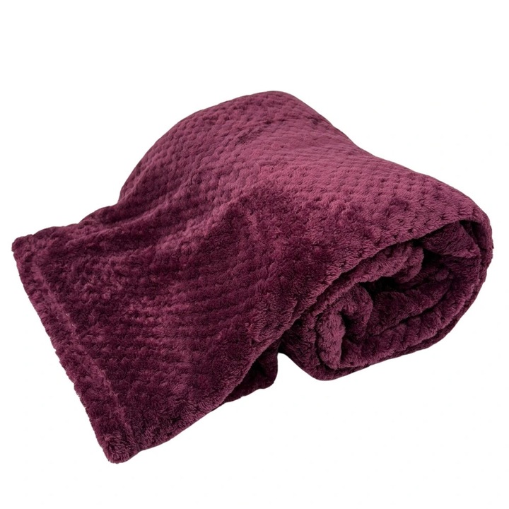 Patura microflanel Home Elements bordo texturat 150x200cm