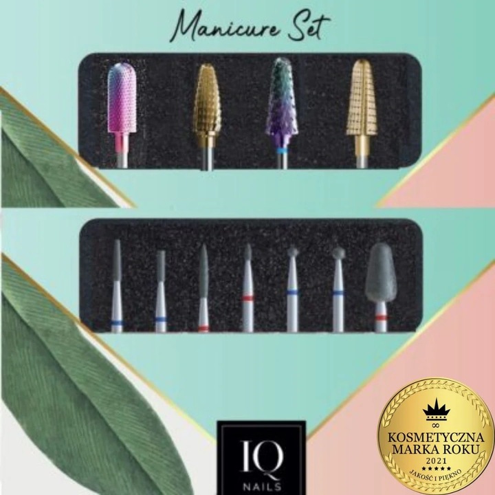 IQNails Tempo Pracy Premium manikűr marófej készlet, 11 darabos, többszínű