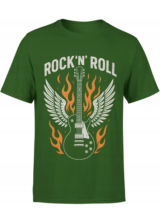 Tricou barbati, imprimat, cadou pentru chitarist, verde, bumbac