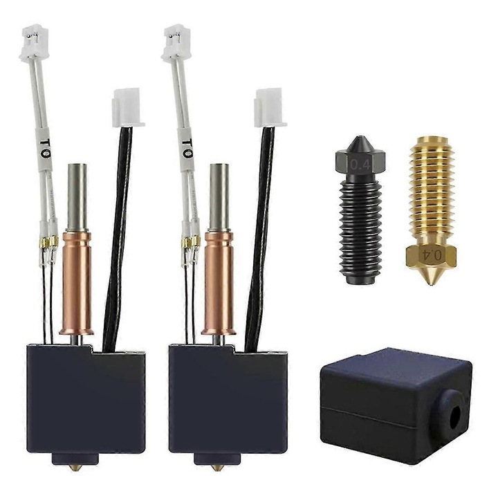 2 db fém extruder fej 3D nyomtatóhoz, fűtőelem, termisztor