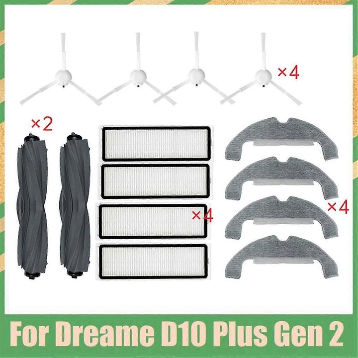 Gumi kefe D10 Plus Gen 2 porszívóhoz, 4 darabos készlet, HEPA szűrő, felmosókendő