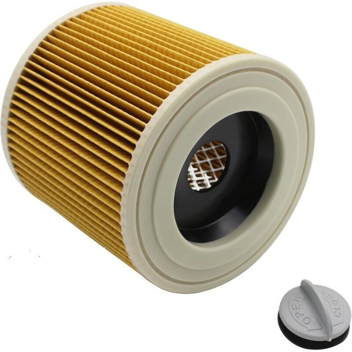 Filtru cartus pentru aspirator umed si uscat 260815BM2808, suport otel, cartus poliester netesut, compatibil WD2/WD3/WD3P/A2004/MV2/MV3, gri metalic, O145×190 mm, 1 buc