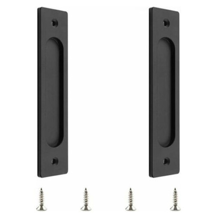 Maner incastrat dreptunghiular pentru usa glisanta, negru, 180x40mm, set 2 bucati