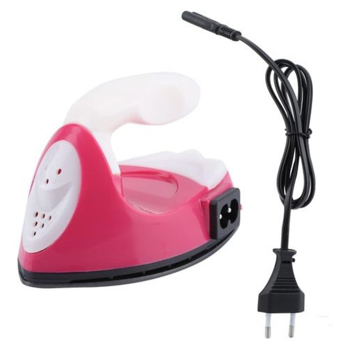 Fier de calcat portabil mini, ceramic, Teflon, alb, 220V