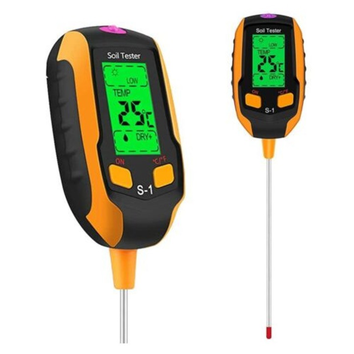 Dispozitiv digital 4-in-1 pentru masurarea umiditatii solului, temperaturii, pH-ului si luminii