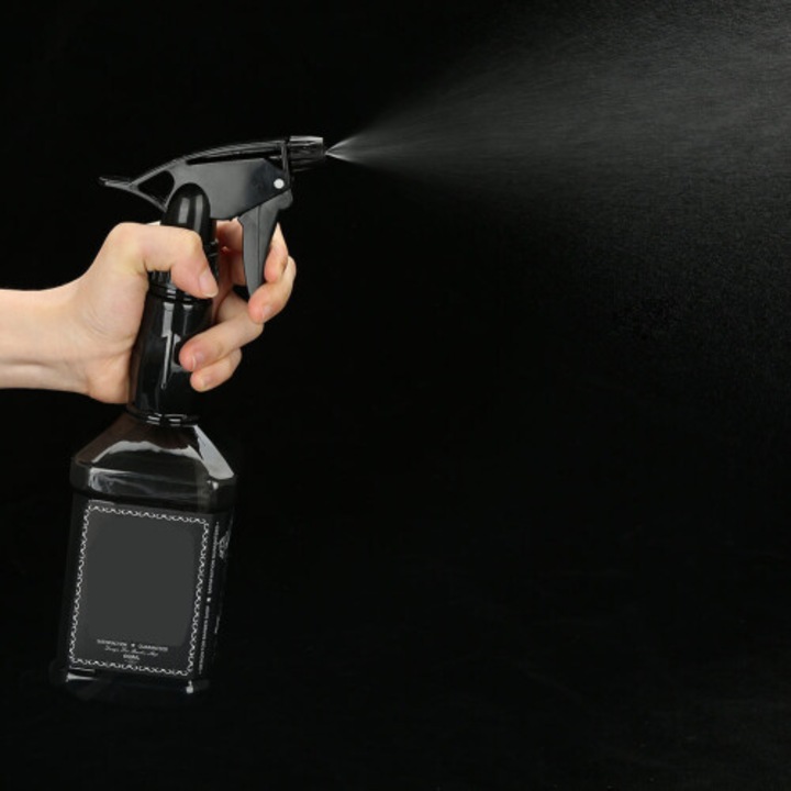 Újratölthető hajspray flakon, rugalmas csővel, átlátszó, 250ml