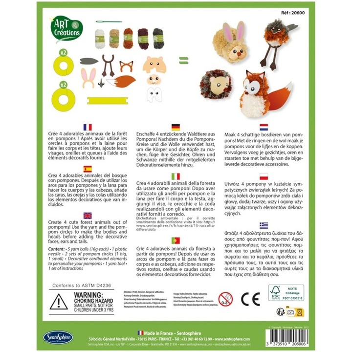 Set creatie Sentosphere, Animale din pompoane