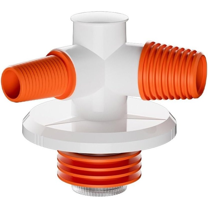 Adaptor scurgere pentru masina de spalat, alb, 3 cai, 10x10x5cm