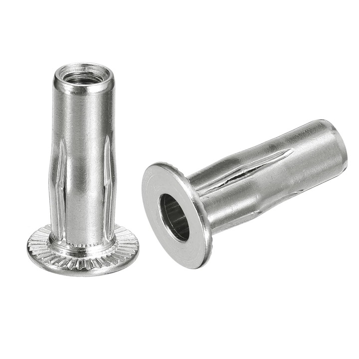 Piulite nitibile oarbe Multi-Grip M8, 6 buc. piulite filetate cu cap plat pre-bombat din otel inoxidabil 304 plus piulite pentru constructii industriale