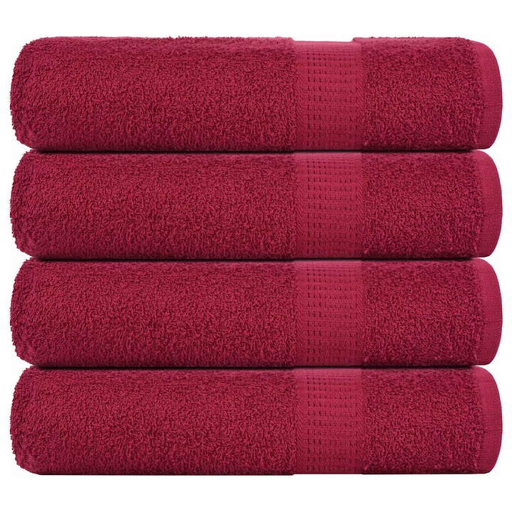 VidaXL 4 db bordói színű FROGN fürdőlepedő 100 x 150 cm 360 g/m² 136741