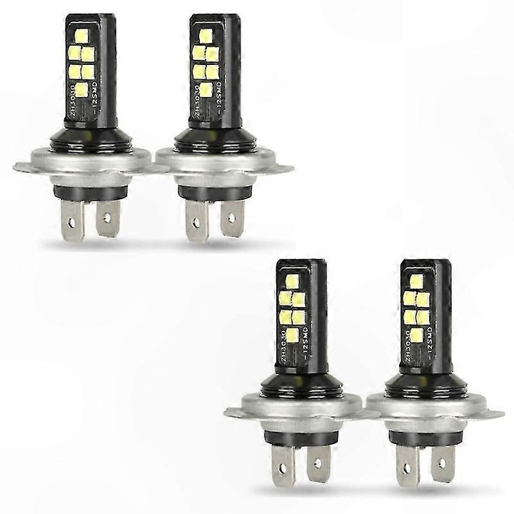 Set becuri LED far H4 H7, alb 6000K, 12V, IP67, 360° 50.000h