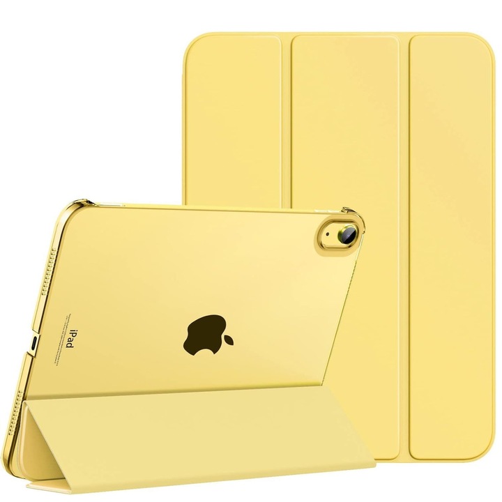 Husa protectie tableta pentru iPad10/11 generatie (2025), Lwtsrp®, 10.9inch, Coperta dura subtire, carcasa protectora cu functie automata de inchidere/deschidere, Premium Material Enthuziasti Tehnologie Artisti Digital, Galben