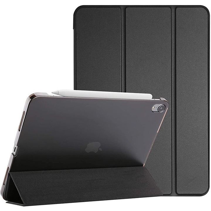 Husa protectie tableta pentru iPad10/11 generatie (2025), Lwtsrp®, 10.9inch, Coperta dura subtire, carcasa protectora cu functie automata de inchidere/deschidere, Premium Material Enthuziasti Tehnologie Artisti Digital, Negru