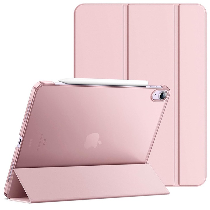 Husa protectie tableta pentru iPad10/11 generatie (2025), Lwtsrp®, 10.9inch, Coperta dura subtire, carcasa protectora cu functie automata de inchidere/deschidere, Premium Material Enthuziasti Tehnologie Artisti Digital, Roz