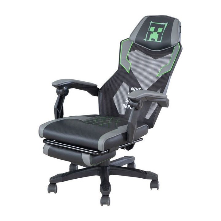 Phoenix Minecraft forgatható, állítható, ergonomikus irodai szék, fekete 61x114.5-124.5x62.5cm