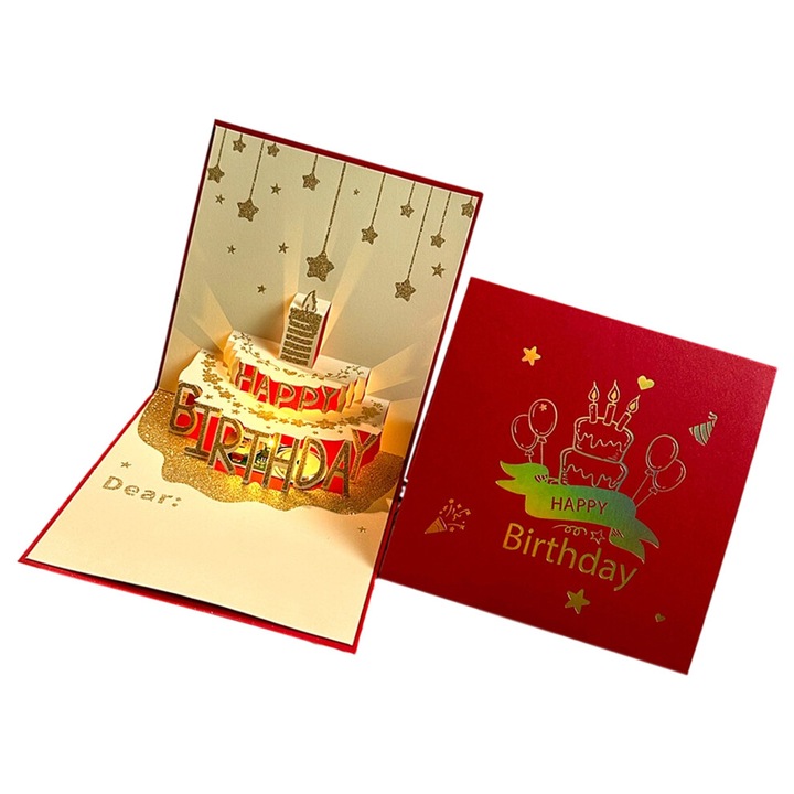 Felicitare pliabila 3D cu plic, multicolor, 14.3x14.25cm