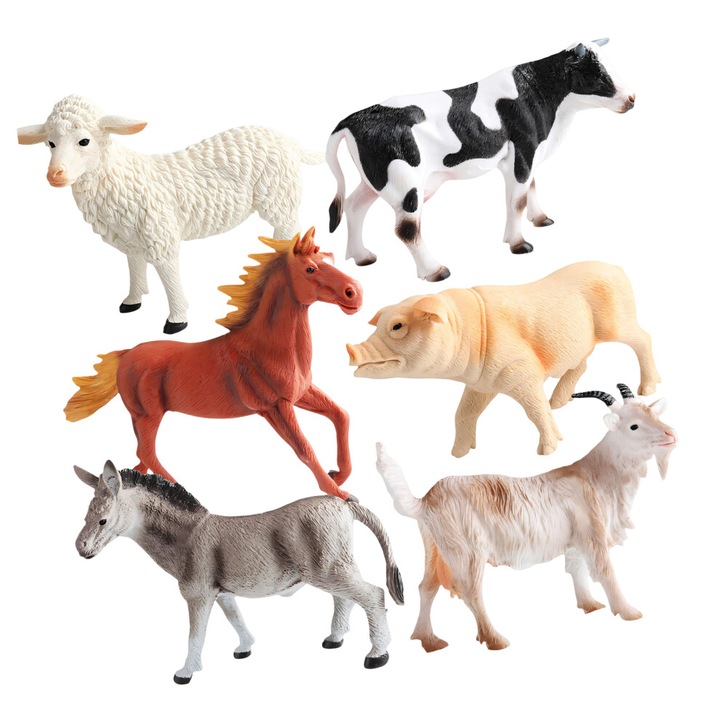 Farm állat figura készlet, 6 db, PVC, többszínű, 6 darab