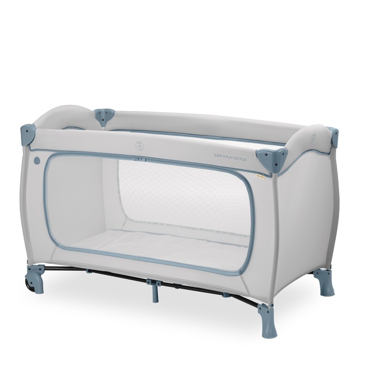 Patut de calatorie Hauck Sleep N Play Go Plus, albastru prafuit, 60x120cm