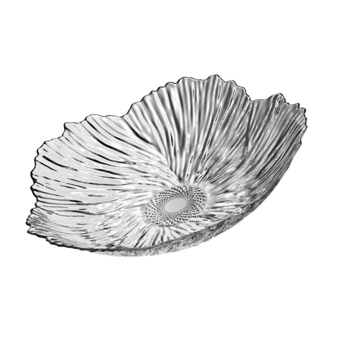 Dekoratív tál snackekhez, műanyag, szirmok, többszínű, 24x24cm