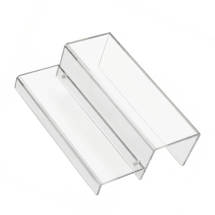 Suport sticle vin, acrilic, 2 niveluri, transparent, 34x22x9.5cm